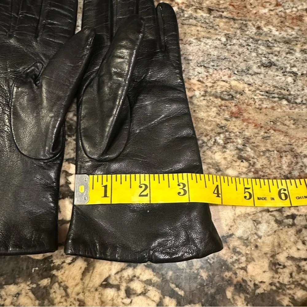 Vintage Fownes Leather Gloves Black Ladies Victorian Edgy Avant Garde Size 7